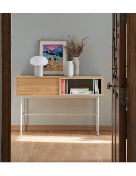 Teulat consola recibidor minimalista YOKO 120x35, crema, ROBLE