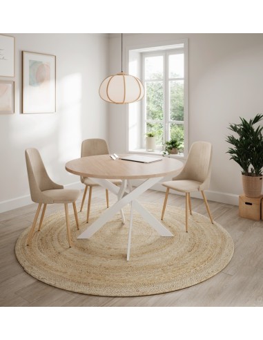 MESA REDONDA THER 120, tapa melamina SAHARA y...