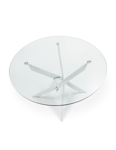 Mesa redonda Thur 120, cristal, patas metal...