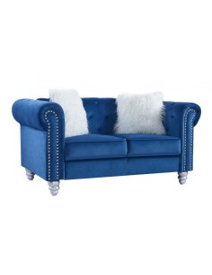 Sofá CHESTER GLAMOUR, 2 lugares, estofamento em veludo azul