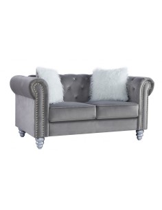 Sofá CHESTER GLAMOUR, 2 plazas, tapizado velvet gris