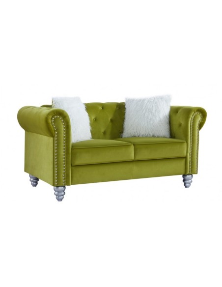 Sofá CHESTER GLAMOUR, 2 plazas, tapizado velvet verde
