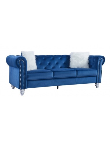 Sofá CHESTER GLAMOUR, 3 plazas, tapizado velvet azul