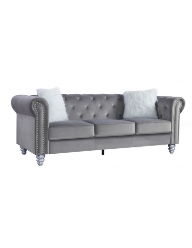 Sofá CHESTER GLAMOUR, 3 lugares, estofamento em veludo gris