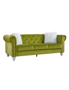 Sofá CHESTER GLAMOUR, 3 lugares, estofamento em veludo verde