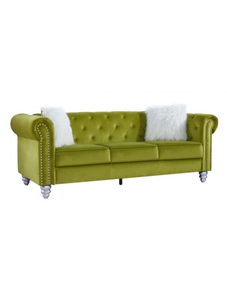 Sofá CHESTER GLAMOUR, 3 lugares, estofamento em veludo verde