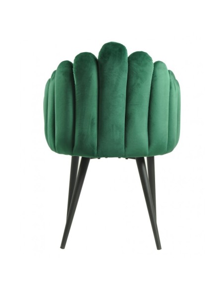 Silla con brazos Art Déco Sole, tapizado velvet verde y metal