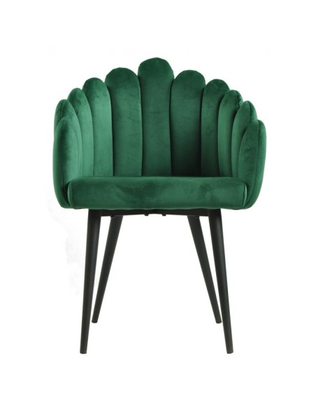 Cadeira com braços Art Déco Sole, estofamento em veludo verde e metal