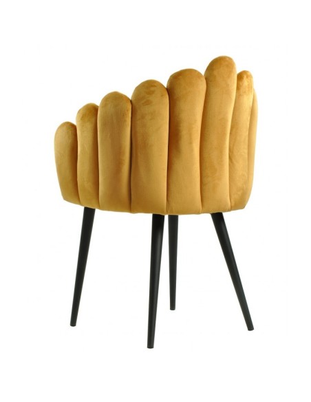 Cadeira com braços Art Déco Sole, estofamento em veludo amarelo e metal