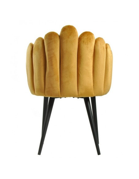 Cadeira com braços Art Déco Sole, estofamento em veludo amarelo e metal