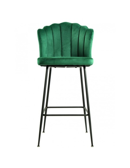 Taburete Art Déco Sole 75, tapizado velvet verde y metal