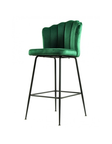 Taburete Art Déco Sole 75, tapizado velvet verde y metal