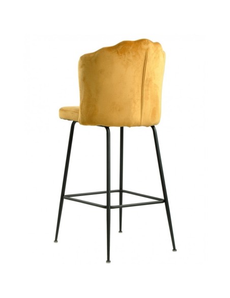 Banqueta Art Déco Sole 75, estofamento em veludo amarelo e metal