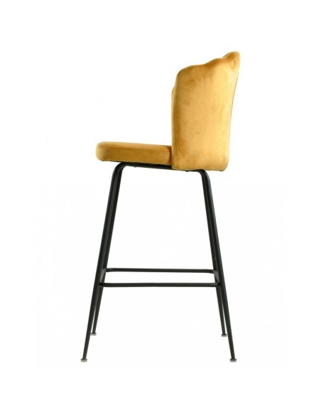 Taburete Art Déco Sole 75, tapizado velvet amarillo y metal