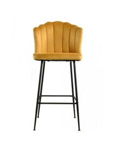 Taburete Art Déco Sole 75, tapizado velvet amarillo y metal 2