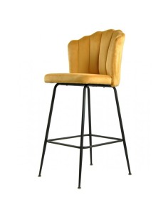 Taburete Art Déco Sole 75, tapizado velvet amarillo y metal