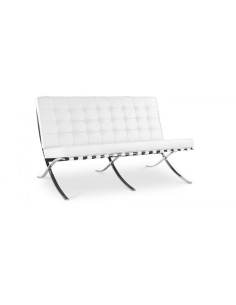Sofa 2 plazas BARNA 155 x 78, piel blanca y acero