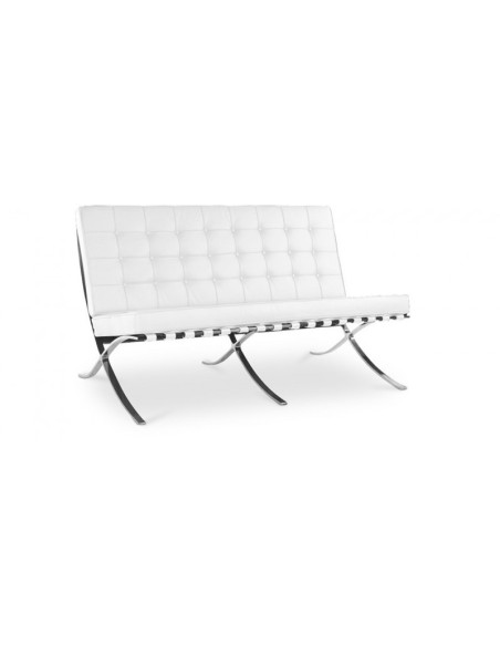 Sofa 2 plazas BARNA 155 x 78, piel blanca y acero