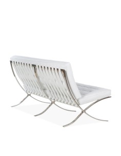 Sofa 2 plazas BARNA 155 x 78, piel blanca y acero 2