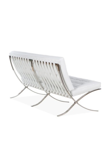 Sofa 2 plazas BARNA 155 x 78, piel blanca y acero