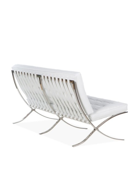 Sofa 2 plazas BARNA 155 x 78, piel blanca y acero