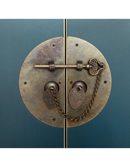 Consola TAO Oriental 95 x 26 cm, 4 portas e 3 gavetas, azul.