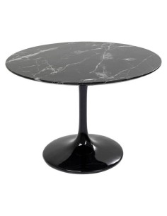Mesa redonda TUL 120, fibra de vidrio, mármol marquina negro