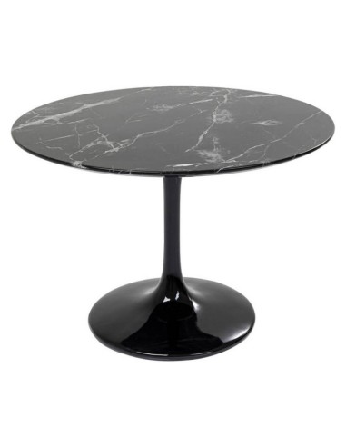 Mesa redonda TUL 120, fibra de vidrio, mármol marquina negro