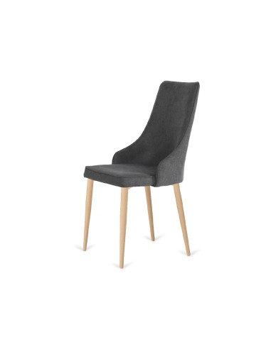 Silla de diseño moderno OGAN, tela lido y metal simil a MADERA