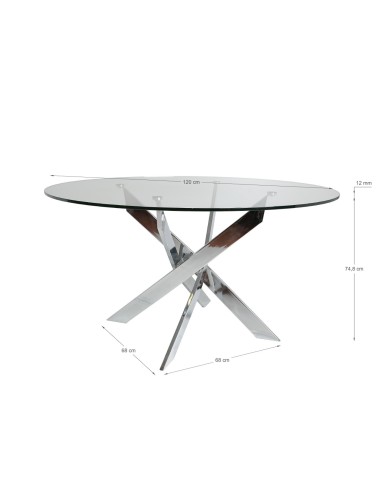 Thur 120 Mesa redonda de cristal para comedor,...