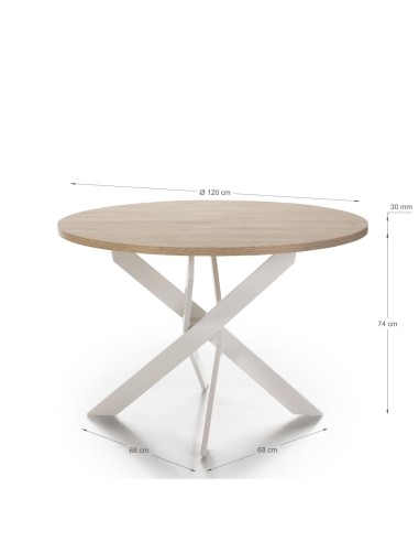 MESA REDONDA THER 120, tampo em melamina SAHARA...