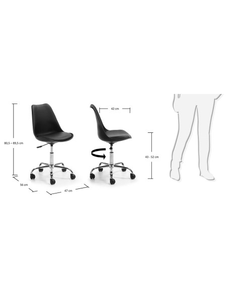 SILLA OFICE ORLANDO CROM PLASTICO NEGRO COJIN SIMILPIEL  SILLA OFICE ORLANDO CROM PLASTICO NEGRO COJIN SIMILPIEL