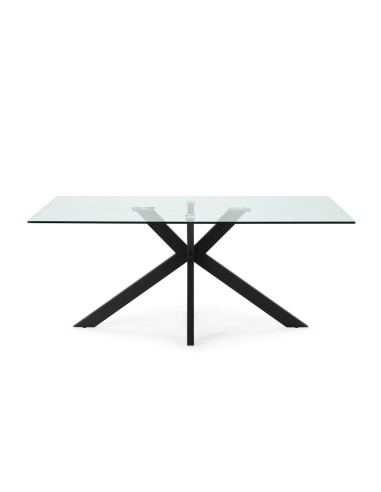 Mesa de vidro ARGO 180 x 100 cm. Pés de aço preto