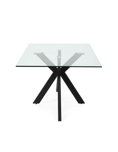 Mesa de vidro ARGO 180 x 100 cm. Pés de aço preto