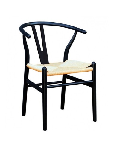 Cadeira Wishbone madeira de faia preto