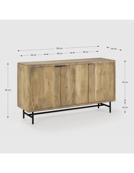 APARADOR MUNDRA 150 x 40, MADERA de MANGO y PATA de METAL.