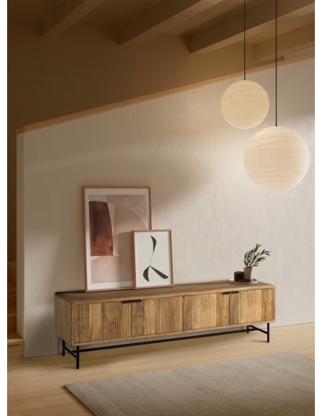 MÓVEL TV MUNDRA 190 x 40, MADERA MANGO y pes de METAL.