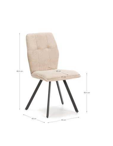 Silla de comedor MERY, tejido gris oscuro patas...