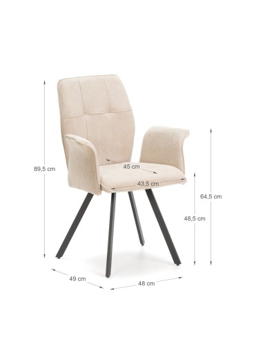 Silla con brazos MERY, tejido gris oscuro y...