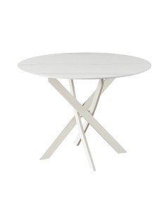 Mesa redonda moderna ENTITY 110, cerámico mármol blanco...