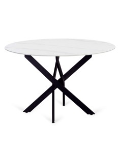 Mesa redonda moderna ENTITY 110, porcelânico branco...