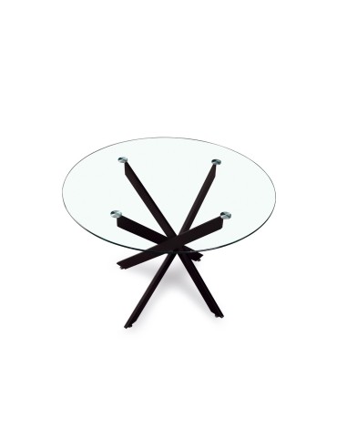 Mesa redonda de cristal moderna ENTITY 110, metal negro