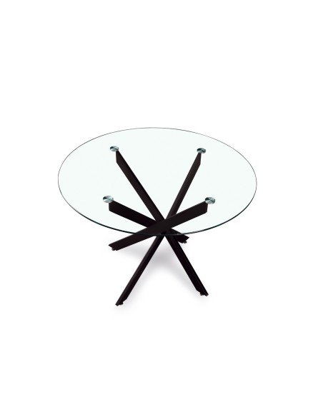 Mesa redonda moderna em vidro ENTITY 110, metal preto