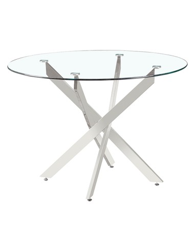 Mesa redonda moderna em vidro ENTITY 110, metal...