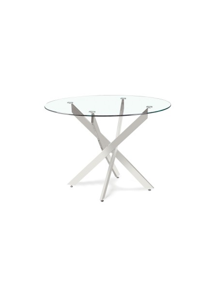 Mesa redonda de cristal moderna ENTITY 110, metal cromado