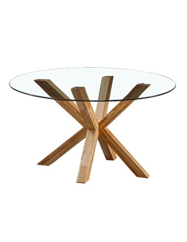 Mesa redonda em vidro e madeira ARGOS 120 x 75