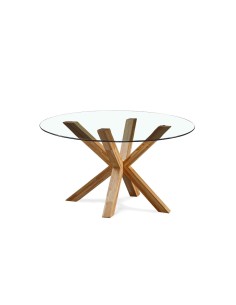 Mesa redonda de cristal y madera ARGOS 120 x 75