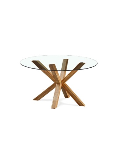 Mesa redonda de cristal y madera ARGOS 120 x 75