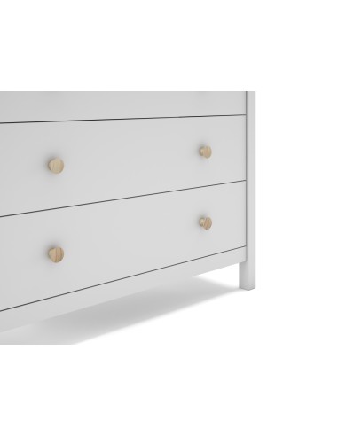 Cômoda Nora 100 x 80, em pinho branco e 3 gavetas