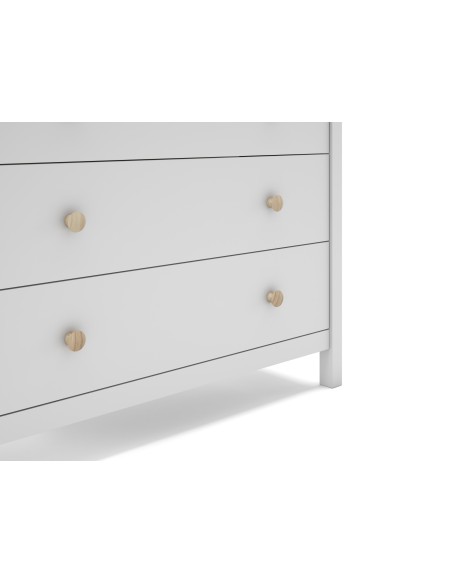 Cómoda Nora 100 x 80, en pino blanco y 3 cajones.